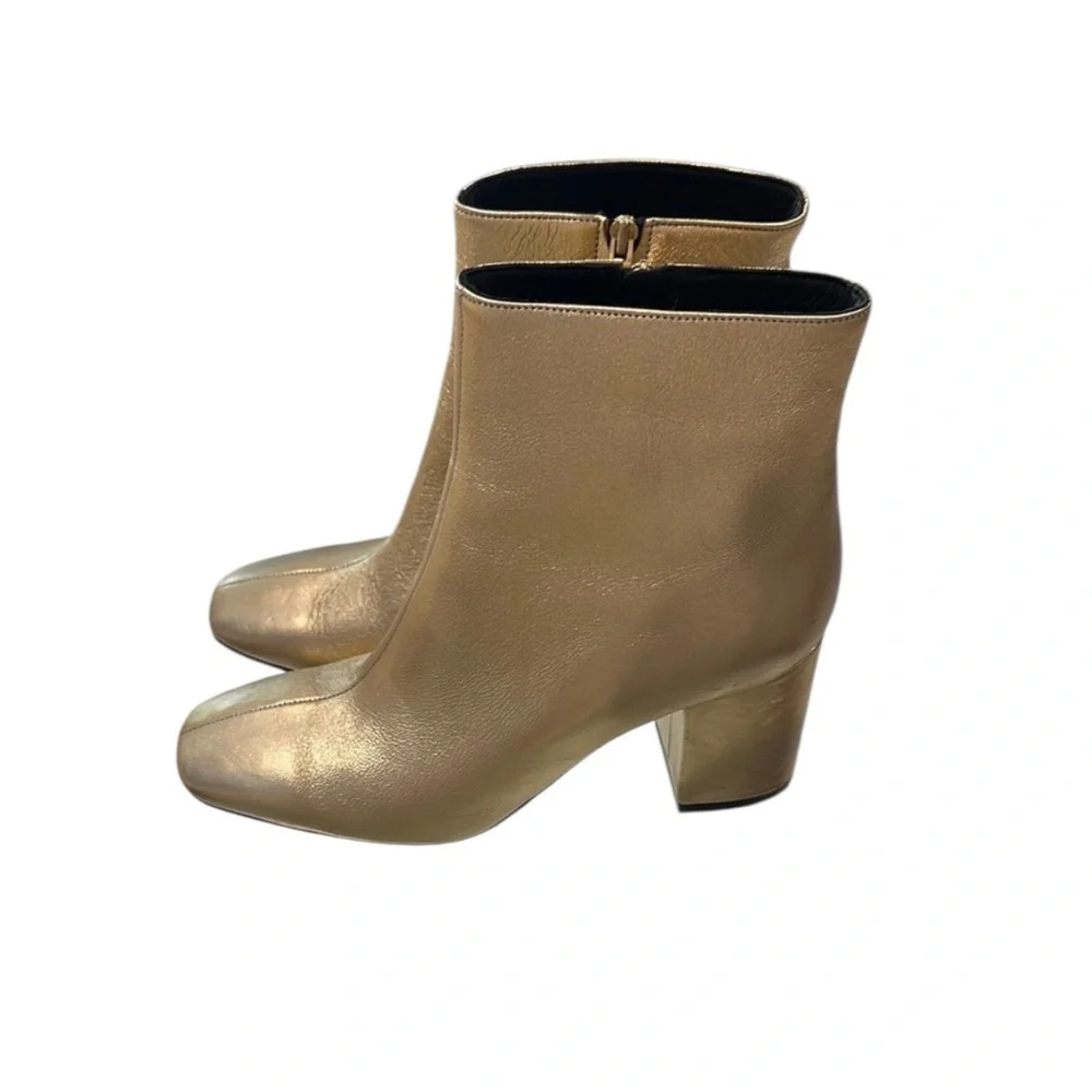 ANINE BING ICONIC LEATHER‎ Gold Ankle Boots